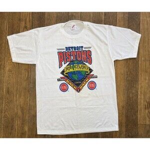 Vintage 1989 1990 Detroit Pistons NBA Champions T-Shirt XL Single Stitch USA